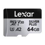 Ensemble de 2 cartes mémoire Lexar High-Performance Silver Plus microSDXC 2x64Go + adaptateur
