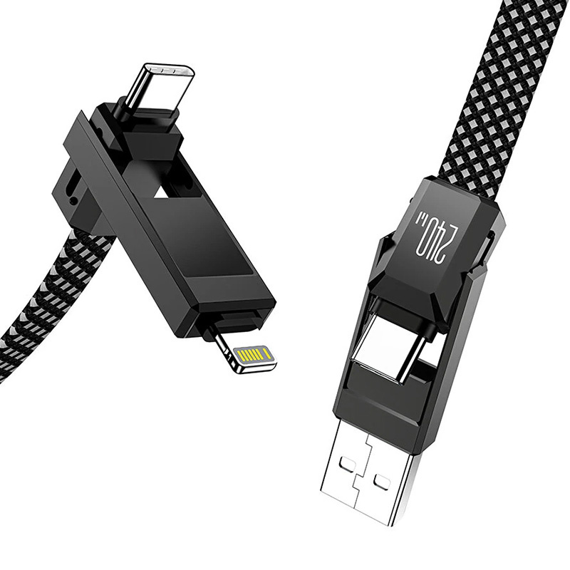 Blitzwolf BW-HDC7 Câble 4-en-1 USB+C+Lightning 240W 1.2m (noir) - Ypsilon Computers