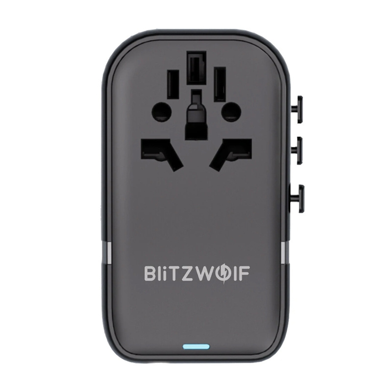 Blitzwolf BW-TA2 Adaptateur de Voyage 5-en-1 2xUSB PD + 2xC QC + C GaN 100W - Ypsilon Computers