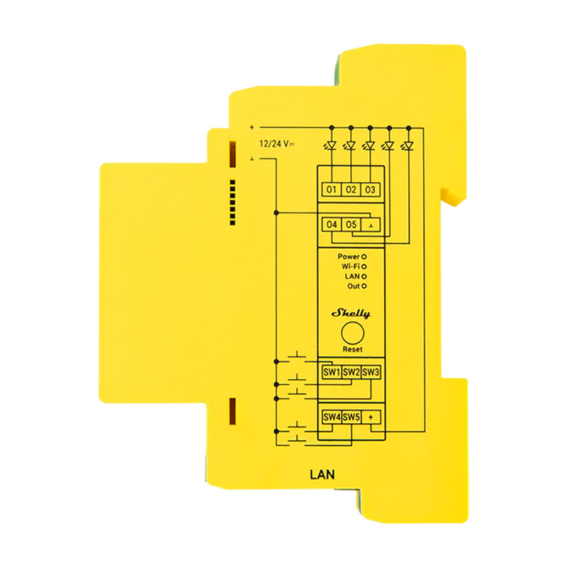 Contrôleur d'éclairage DIN Rail 5 canaux WiFi Shelly RGBWW Pro - Ypsilon Computers