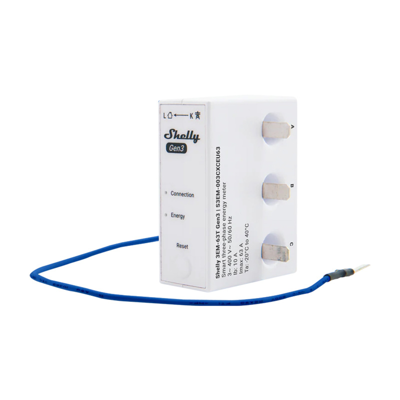 Shelly 3EM-63T Gen3 compteur d'énergie WiFi 1/3 canal (terminal plat) - Ypsilon Computers