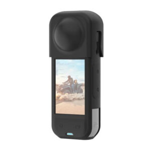 PULUZ étui de protection en silicone avec couvercle d'objectif pour Insta360 X5 (noir)