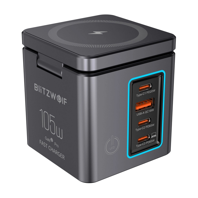 Blitzwolf BW-i113 Chargeur secteur GaN, USB-A, 3xUSB-C, 105W - Ypsilon Computers