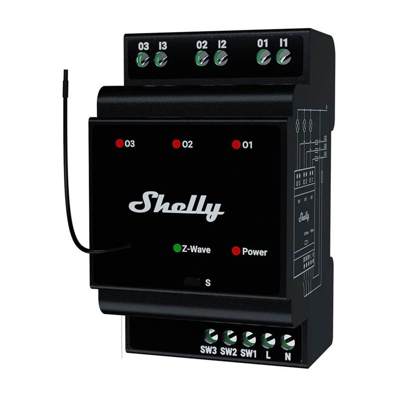 Shelly Qubino Wave Pro 3 Z-Wave Relais DIN à 3 canaux - Ypsilon Computers