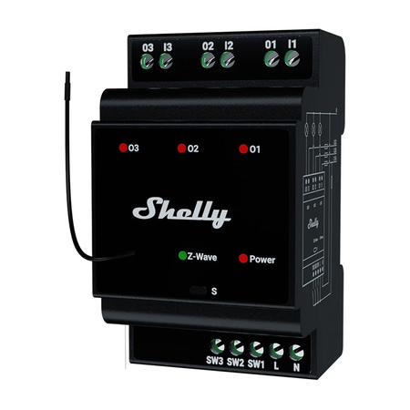 Shelly Qubino Wave Pro 3 Z-Wave Relais DIN à 3 canaux - Ypsilon Computers