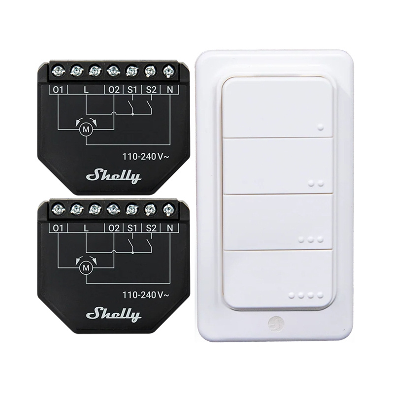 Ensemble de 2 Contrôleurs WiFi pour Volets/Stores Shelly Shutter + Bouton BLU RC 4 - Ypsilon Computers