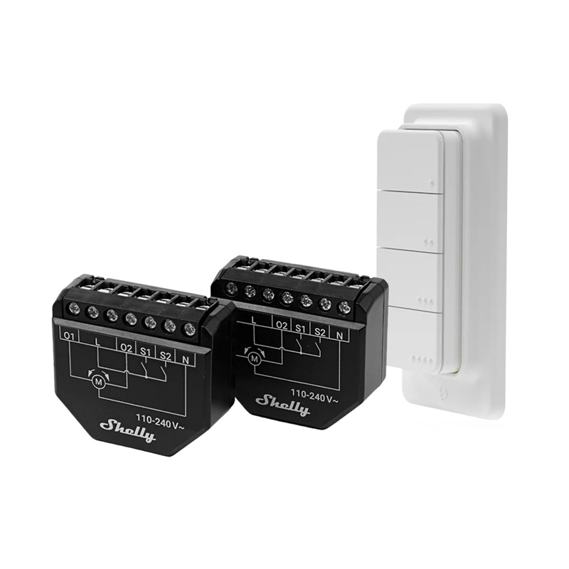 Ensemble de 2 Contrôleurs WiFi pour Volets/Stores Shelly Shutter + Bouton BLU RC 4 - Ypsilon Computers
