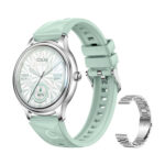 COLMI L28 Montre Intelligente (Argent-vert + bracelet en acier argenté)
