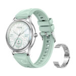 COLMI L28 Montre Intelligente (Argent-vert + bracelet en acier argenté)