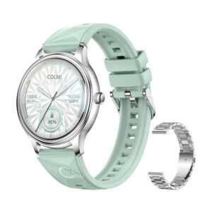 COLMI L28 Montre Intelligente (Argent-vert + bracelet en acier argenté)