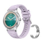 COLMI L28 Montre Intelligente (Argent-violet + bracelet en acier argenté)