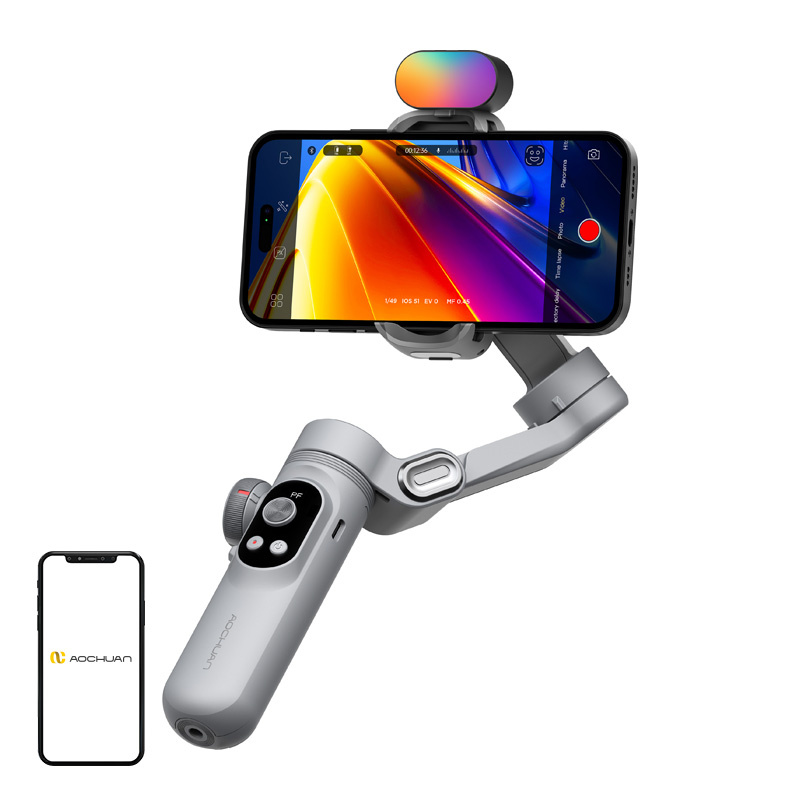 Stabilisateur AOCHUAN X Pro avec éclairage RGB (Gris) - Ypsilon Computers
