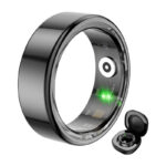 COLMI R02 Bague Intelligente, taille 12, 21.3 mm (noir) + étui de chargement