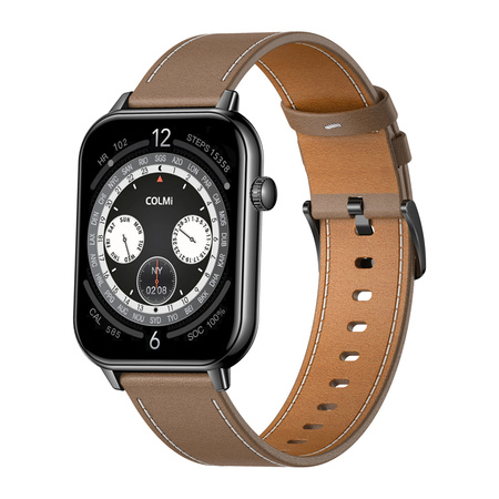 COLMI C28 Montre Intelligente – Noir + Bracelet en Cuir Marron - Ypsilon Computers
