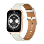 COLMI C28 Montre Intelligente en Or avec un Bracelet en Cuir Blanc
