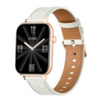 COLMI C28 Montre Intelligente en Or avec un Bracelet en Cuir Blanc