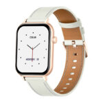 COLMI C28 Montre Intelligente en Or avec un Bracelet en Cuir Blanc