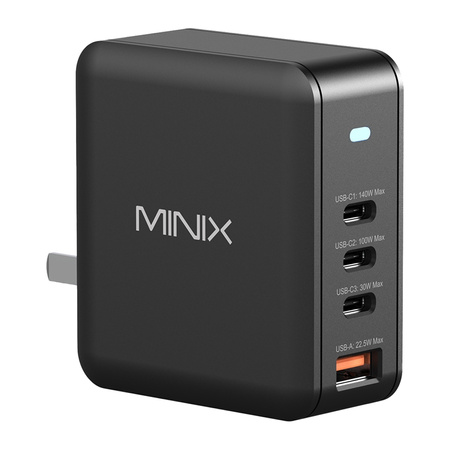 Chargeur mural Minix P165 GaN avec 3 ports USB-C et 1 port USB-A - Ypsilon Computers