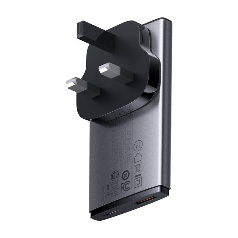 Chargeur mural Baseus GaN5, 65W, 1 port USB-C, 1 port USB-A - Ypsilon Computers