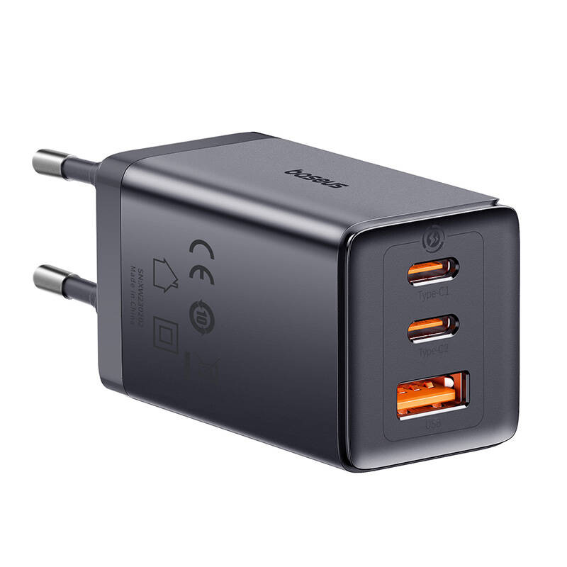 Chargeur mural Baseus GaN5 2x USB-C + USB, 65W + câble 1m (gris) - Ypsilon Computers
