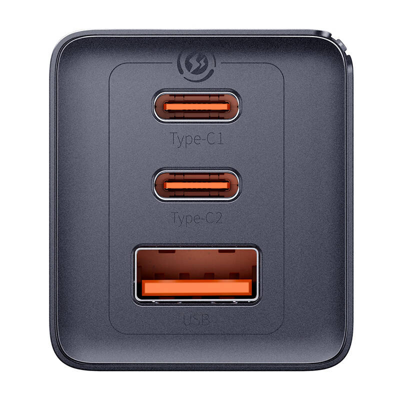 Chargeur mural Baseus GaN5 2x USB-C + USB, 65W + câble 1m (gris) - Ypsilon Computers