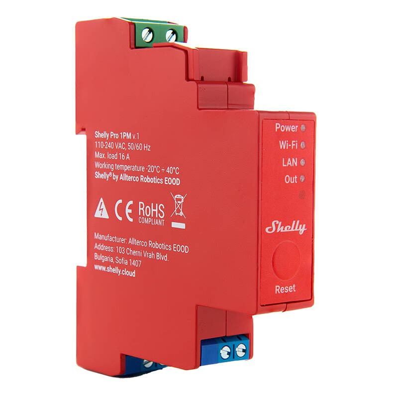 Interrupteur sur rail DIN Shelly Pro 1PM avec mesure de puissance, 1 canal, WiFi/LAN - Ypsilon Computers